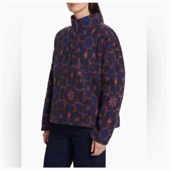 Xirena Caden Wool Blend Fleece Jacket Cozy Geometric Print Snap-T pullover XS - Picture 2 of 12